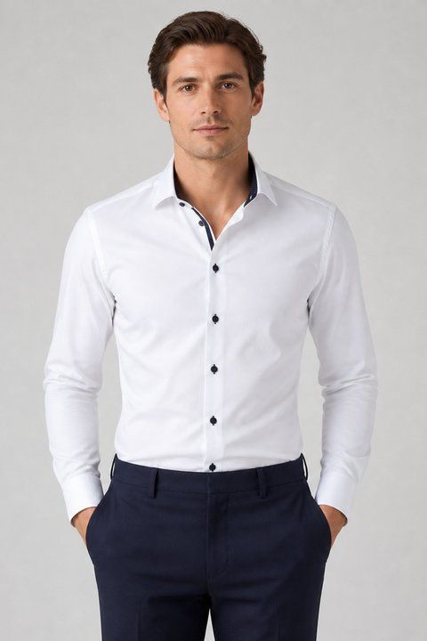 Сорочка ETERNA біла Slim Fit з довгим рукавом &mdash; розмір 39 02-8100-F132-00 фото