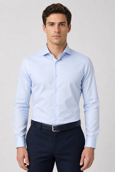 Рубашка ETERNA голубая мужская Slim Fit с длинным рукавом 72 см &mdash; размер 42 02-8817-F182/72-10 фото