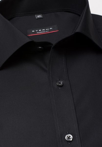 Чорна однотонна сорочка ETERNA зі 100% бавовни &mdash; розмір 41 02-1100-X177-39 фото