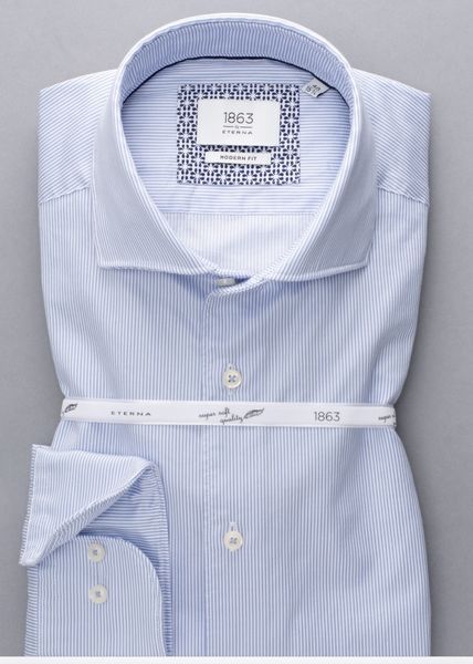 Сорочка ETERNA прямого крою (Modern Fit) блакитна у смужку зі стандартним рукавом &mdash; розмір 46 02-2357-XS82-12 фото