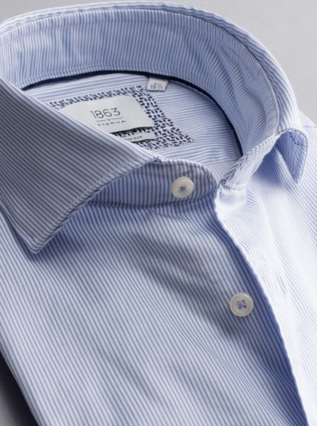 Сорочка ETERNA прямого крою (Modern Fit) блакитна у смужку зі стандартним рукавом &mdash; розмір 46 02-2357-XS82-12 фото