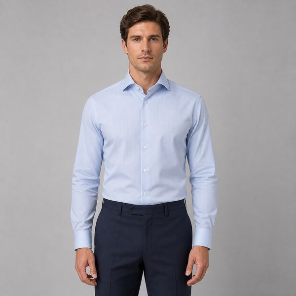 Сорочка ETERNA прямого крою (Modern Fit) блакитна у смужку зі стандартним рукавом &mdash; розмір 46 02-2357-XS82-12 фото