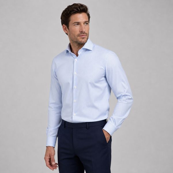 Сорочка ETERNA прямого крою (Modern Fit) блакитна у смужку зі стандартним рукавом &mdash; розмір 46 02-2357-XS82-12 фото