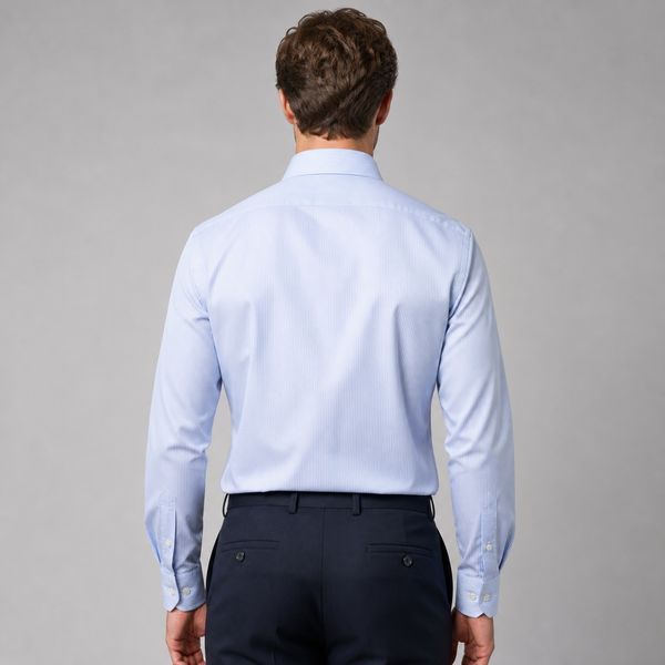 Сорочка ETERNA прямого крою (Modern Fit) блакитна у смужку зі стандартним рукавом &mdash; розмір 46 02-2357-XS82-12 фото