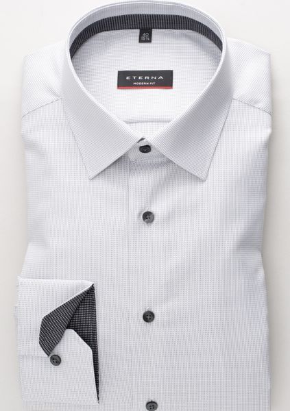Рубашка ETERNA прямого кроя (Modern Fit) серая структура со стандартным рукавом &mdash; размер 42 02-3116-X94P-32 фото