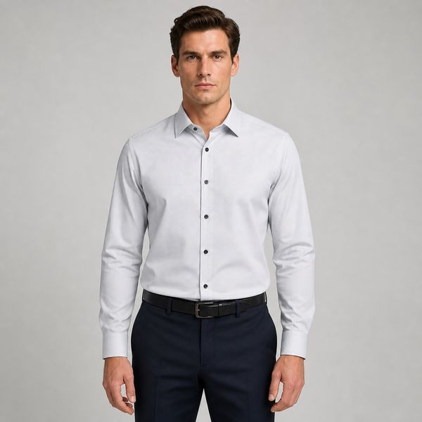 Рубашка ETERNA прямого кроя (Modern Fit) серая структура со стандартным рукавом &mdash; размер 42 02-3116-X94P-32 фото