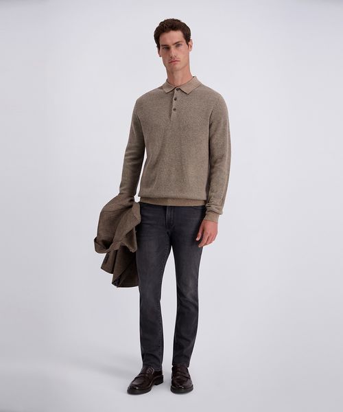 Чоловіче трикотажне поло з довгим рукавом PIERRE CARDIN бежеве &mdash; розмір M 07-52294-5186-8111 фото