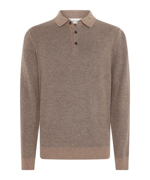 Чоловіче трикотажне поло з довгим рукавом PIERRE CARDIN бежеве &mdash; розмір M 07-52294-5186-8111 фото