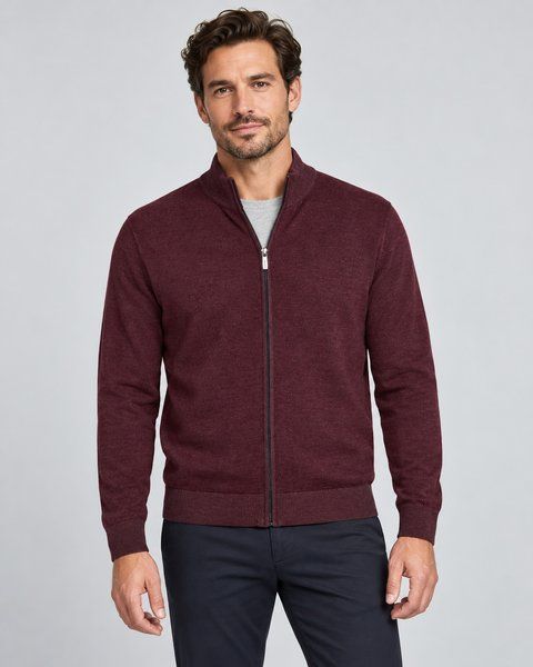 Чоловічий кардиган на блискавці PIERRE CARDIN бордовий &mdash; розмір M 07-52249-5176-4313 фото